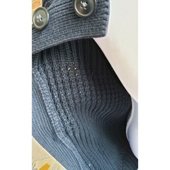 Mens Fisherman chunky knit Caridigan sweater Coastal Navy button up 100% cotton - Picture 10 of 12